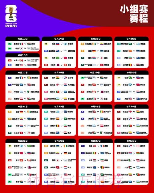 世界杯小组赛赛程完整版